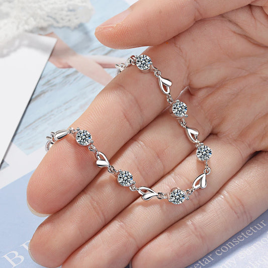 925 Sterling Silver Lovers Heart Shape Bracelet