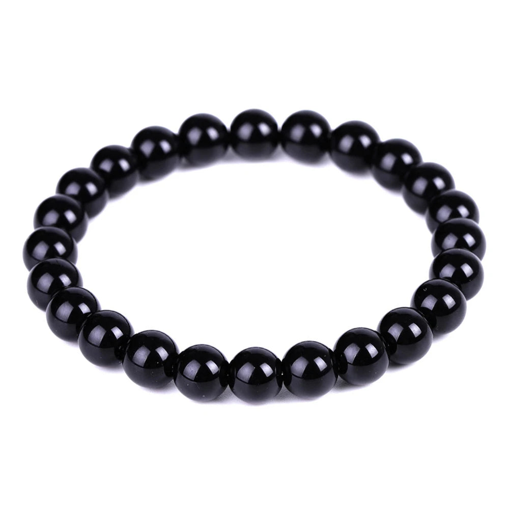 Natural Black Obsidian Stone Bracelet - Promotes Blood Circulation & Anxiety Relief 🚚