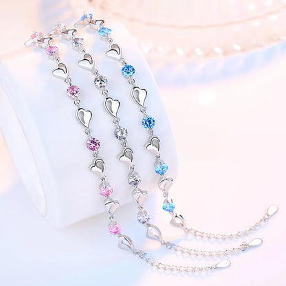 925 Sterling Silver Lovers Heart Shape Bracelet