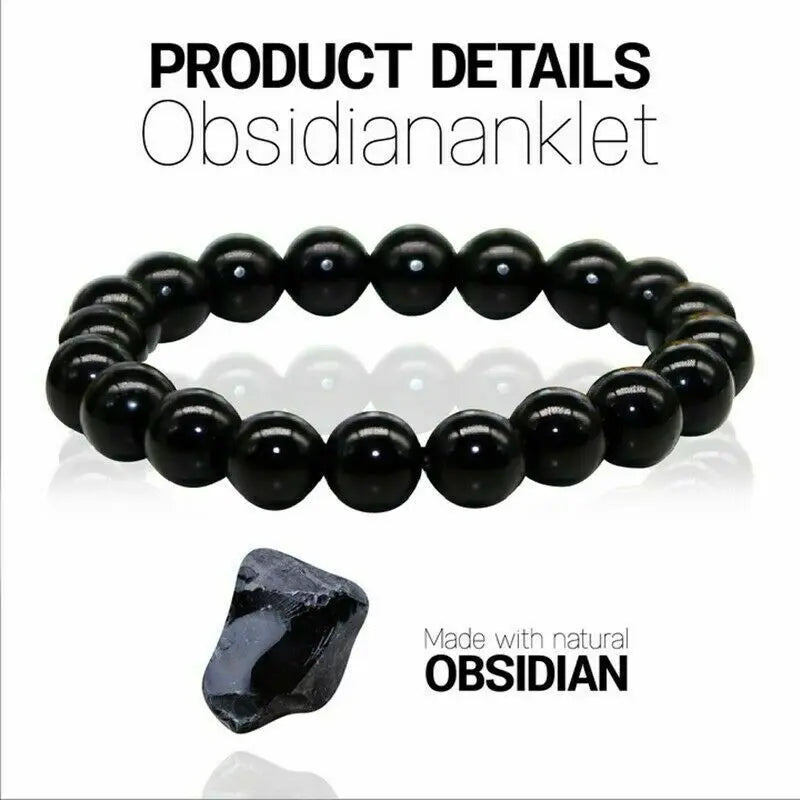 Natural Black Obsidian Stone Bracelet - Promotes Blood Circulation & Anxiety Relief 🚚