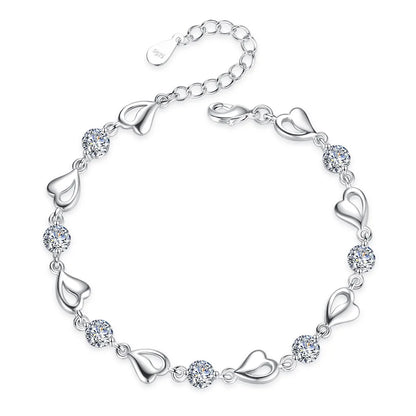 925 Sterling Silver Lovers Heart Shape Bracelet