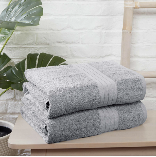 Luxurious XL Bath Sheets 100% Cotton - Twin Pack - Grey