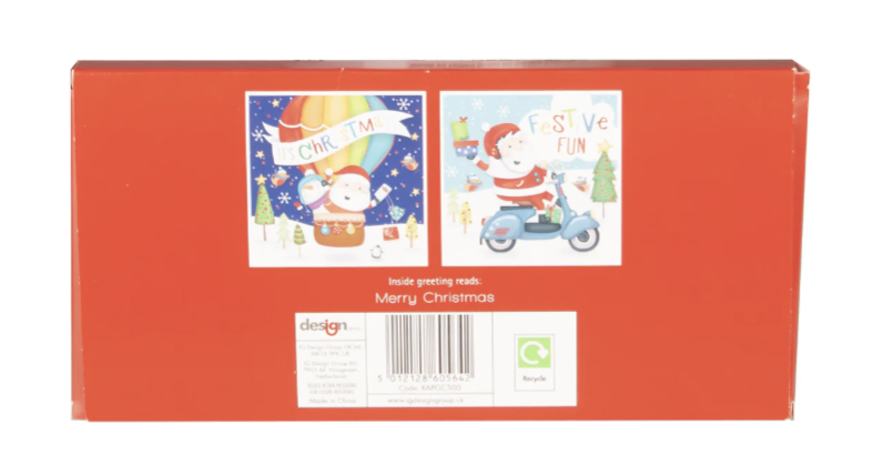 Pack 20 mini square cute Santa Christmas cards