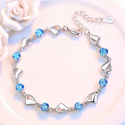 925 Sterling Silver Lovers Heart Shape Bracelet