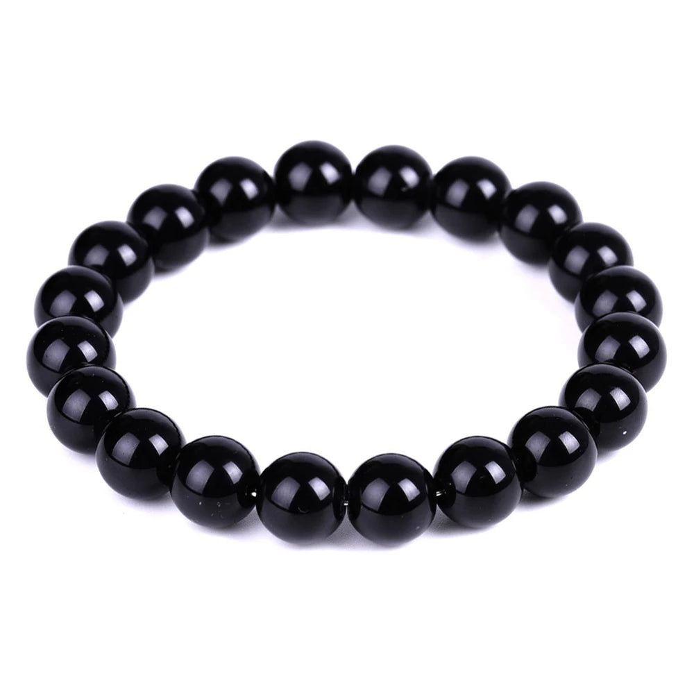 Natural Black Obsidian Stone Bracelet - Promotes Blood Circulation & Anxiety Relief 🚚