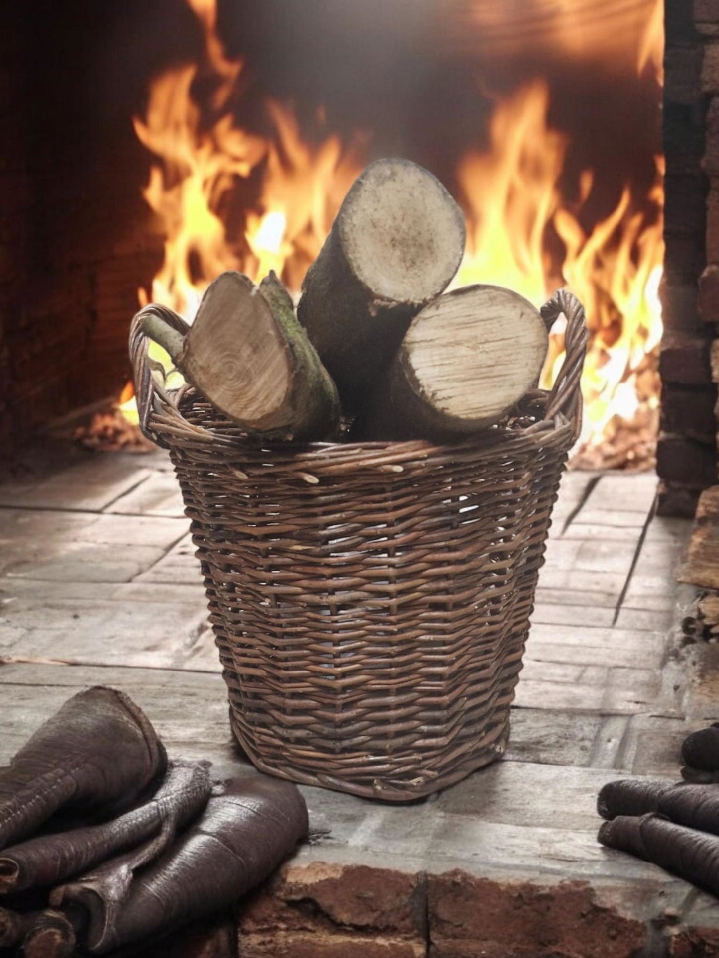 Willow Round Kindling Basket 🚚