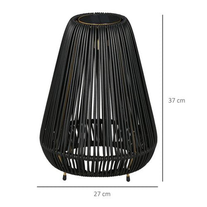 Rattan Solar Lantern 3-Level, Black