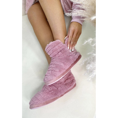 Faux Fur Slip on Cosy Slipper Booties