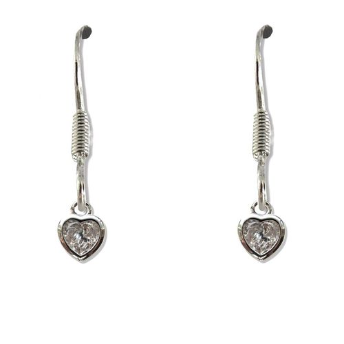 Cubic Zirconia Heart Drop Earrings