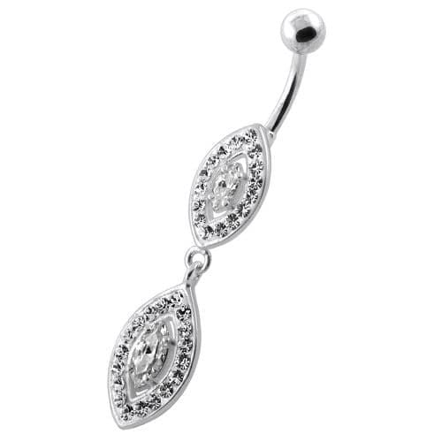 Multi Jewelled Twin Oval Belly Bar