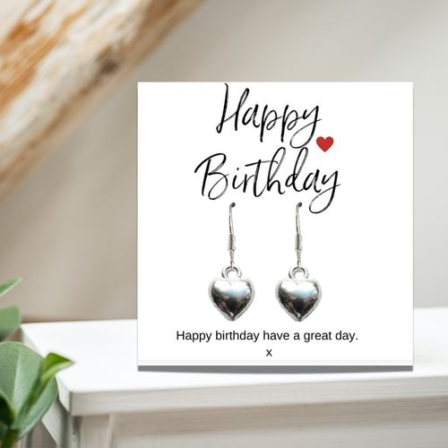 Happy Birthday Mini Gift Hamper with Silver Heart Earrings