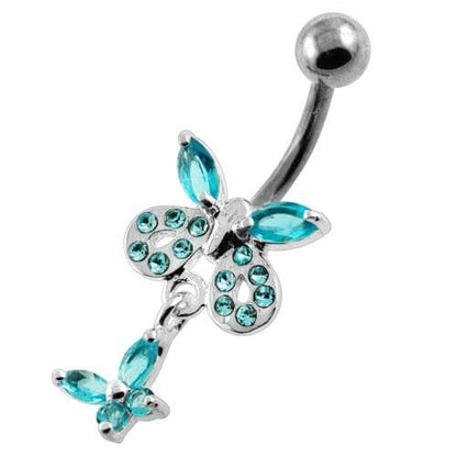 Jewelled Tiny Butterfly Belly Button Piercing