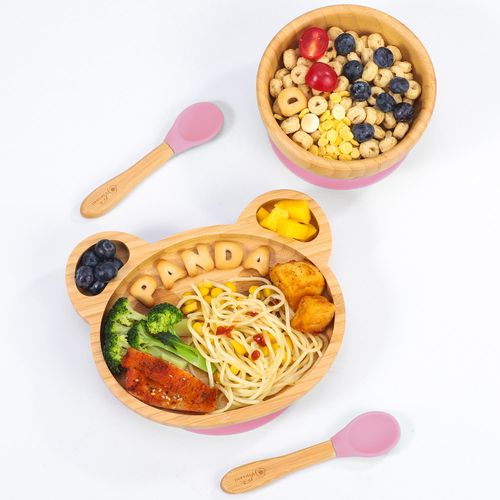 Bamboo Panda Plate, Bowl & Spoon Set 🚚