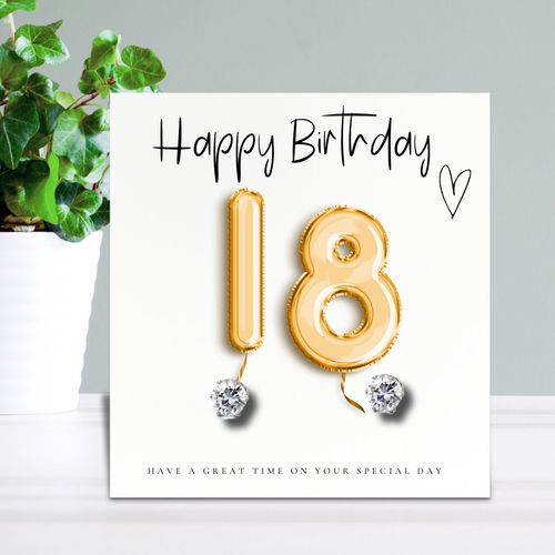 18th Birthday Cubic Zirconia Silver Earrings & Gold Balloons Mini Gift Hamper