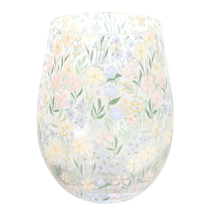 Ditsy Floral Print Stemless Glass 🚚