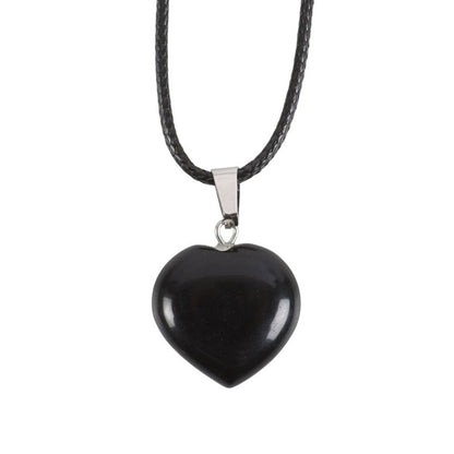 Black Obsidian Healing Crystal Heart Necklace 🚚