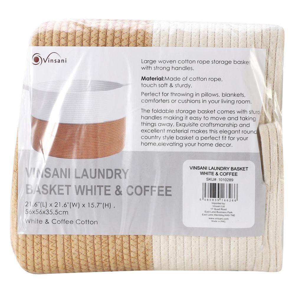 Laundry Basket - White & Coffee