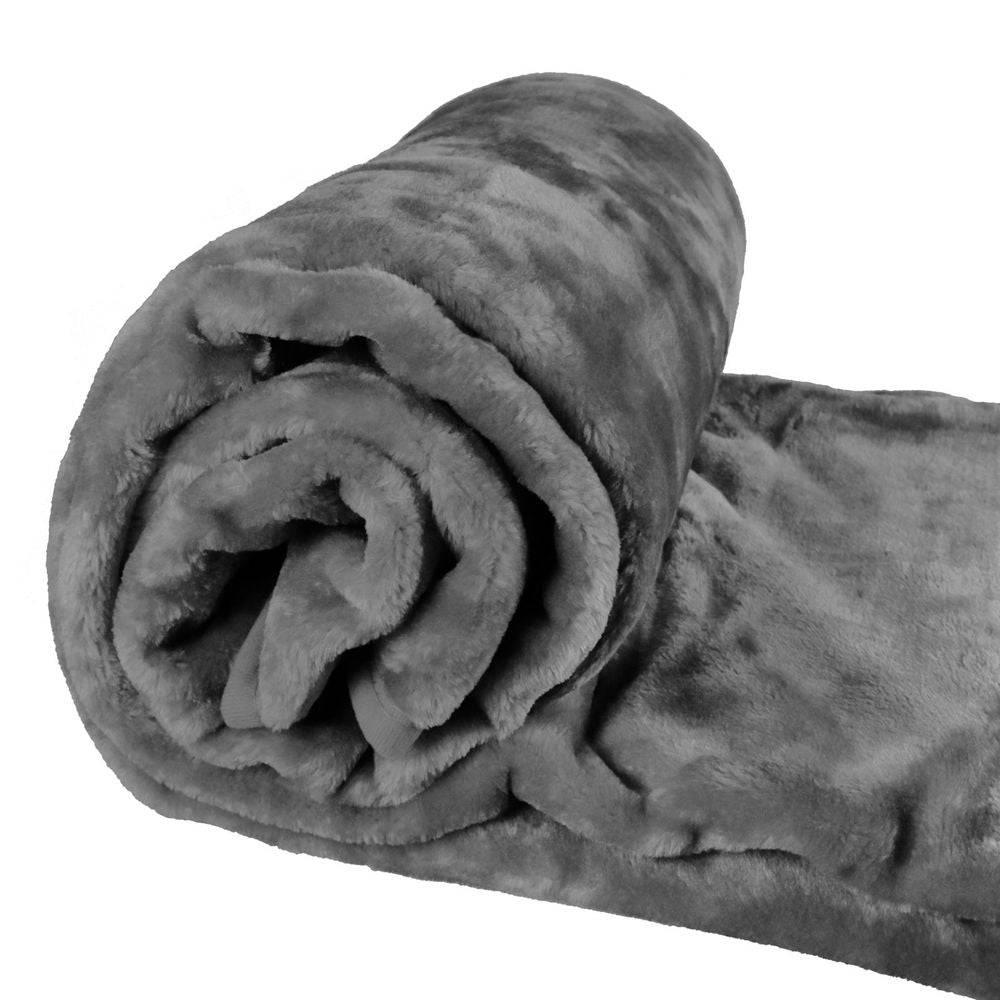 Faux Mink Throw Blanket - 200 x 240cm - Charcoal