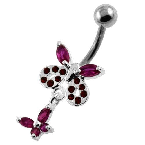 Jewelled Tiny Butterfly Belly Button Piercing