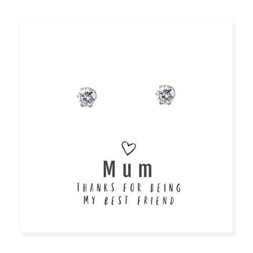 Mum Thanks For Being My Best Friend - Earrings & Message Card