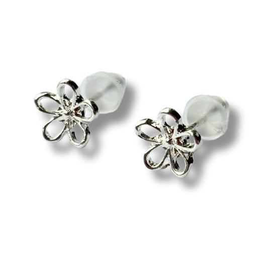 Open Daisy Silver Stud Earrings