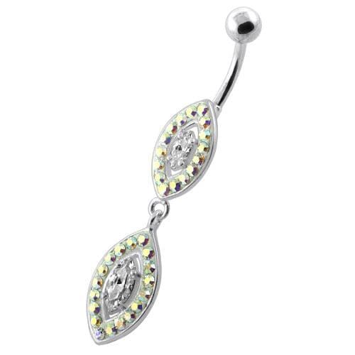 Multi Jewelled Twin Oval Belly Bar