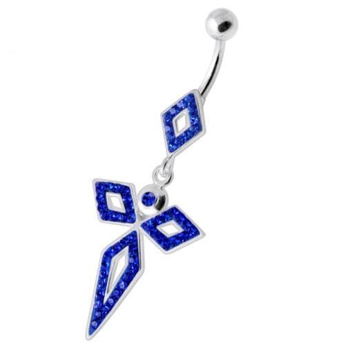 4 Diamonds Silver Navel Belly Bar