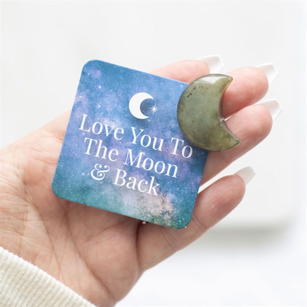 Love You to the Moon Labradorite Crystal Moon in a Bag 🚚