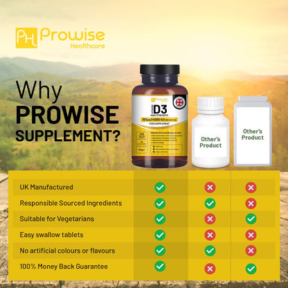 Prowise Vitamin D3 Vegetarian Tablets Immune Support Calcium Boost Bone Muscle 🚚