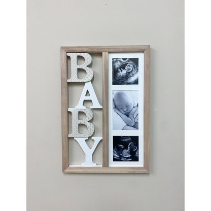 Baby Three Photograph Wooden Frame 43cm