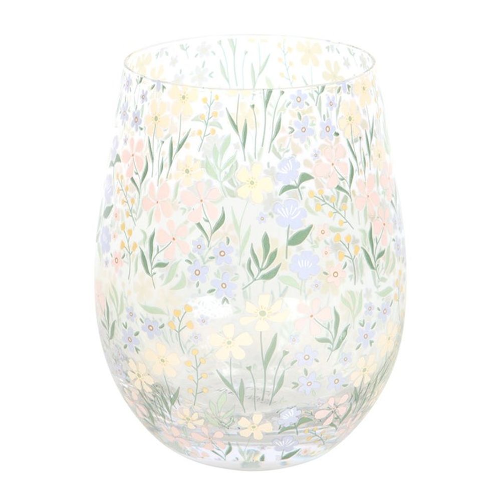 Ditsy Floral Print Stemless Glass 🚚