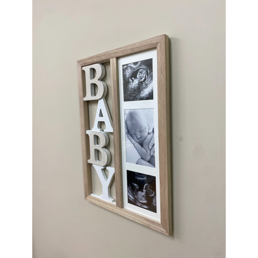 Baby Three Photograph Wooden Frame 43cm