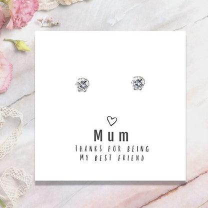 Mum Thanks For Being My Best Friend - Earrings & Message Card