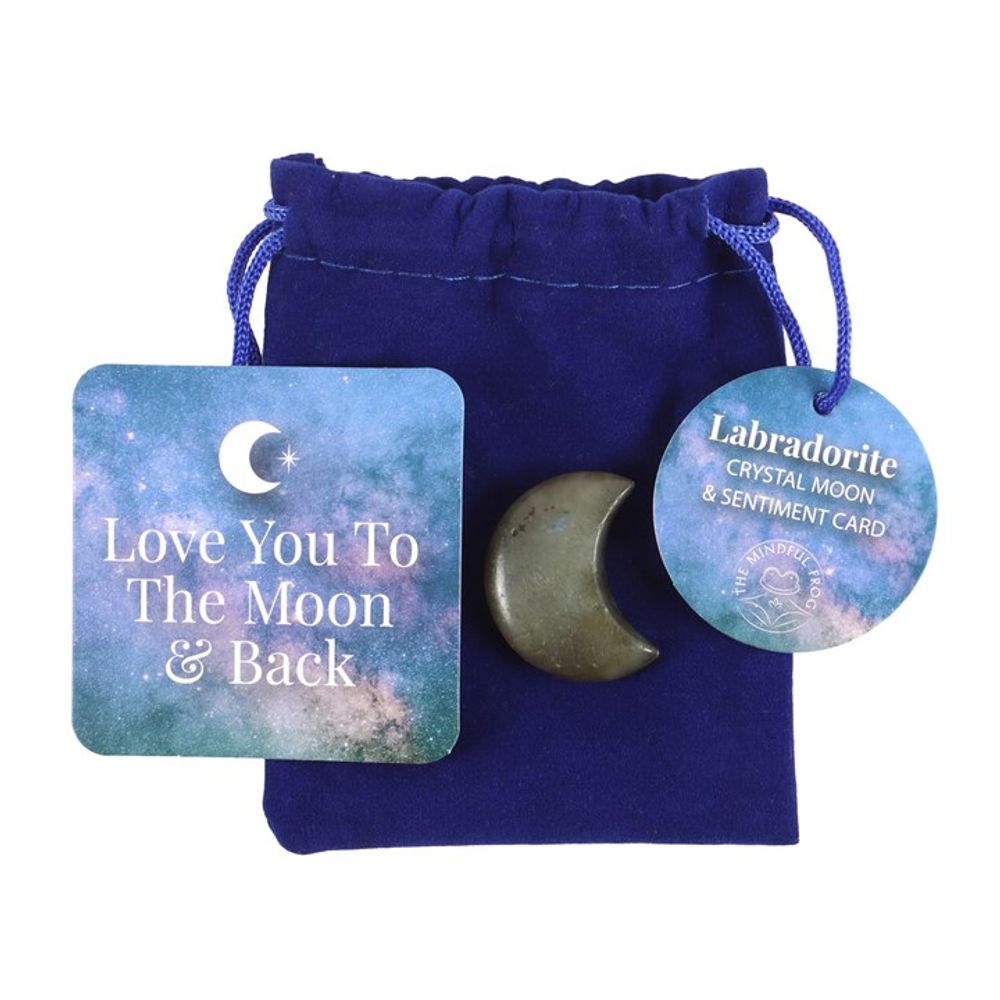 Love You to the Moon Labradorite Crystal Moon in a Bag 🚚