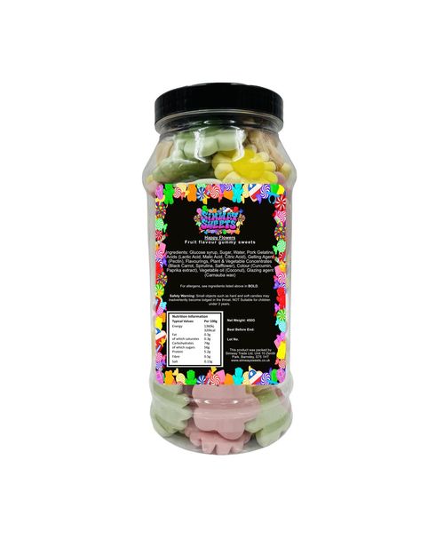 Happy Flowers Foam Gummy Jelly Sweets Retro Sweets Gift Jar Multicoloured