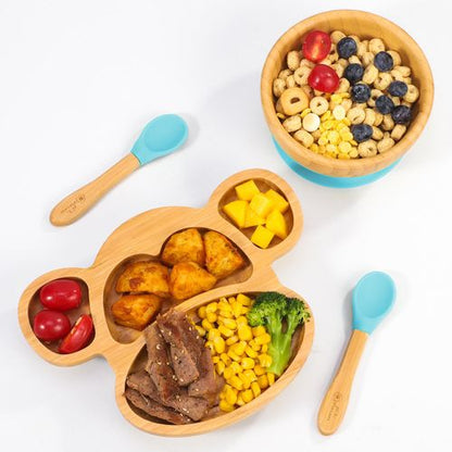 Bamboo Monkey Plate, Bowl & Spoon Set