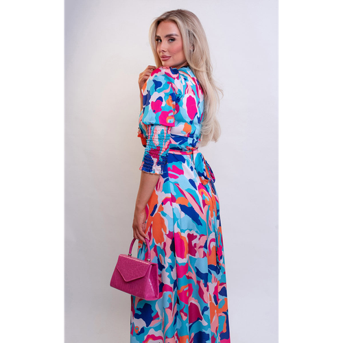 Wrap Front Printed Midi Dress