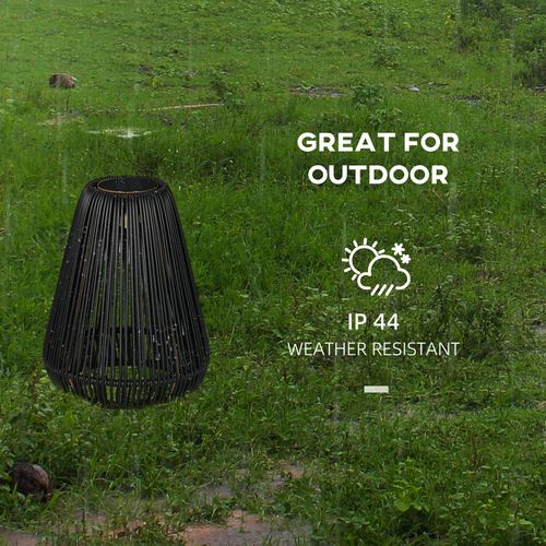 Rattan Solar Lantern 3-Level, Black