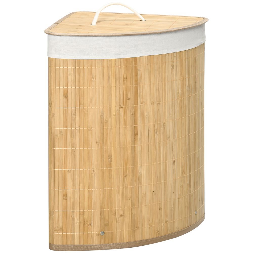 55L Bamboo Corner Laundry Basket 38x38x57cm