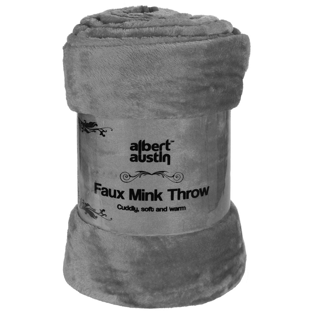 Faux Mink Throw Blanket - 200 x 240cm - Charcoal