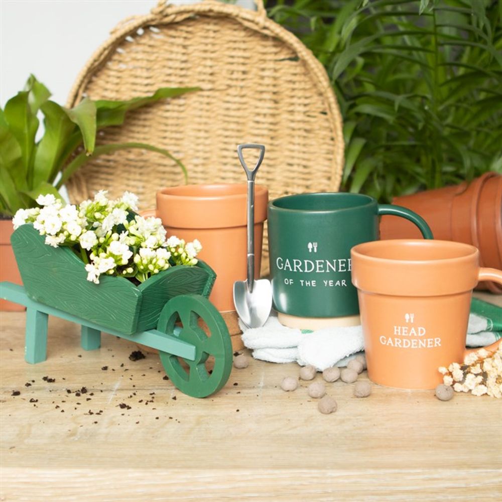 Green Resin Wheelbarrow Planter