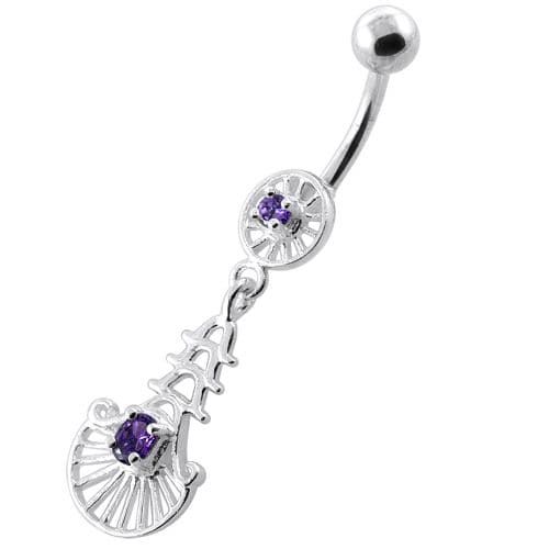 Fancy Jewelled Sterling Silver Belly Bar