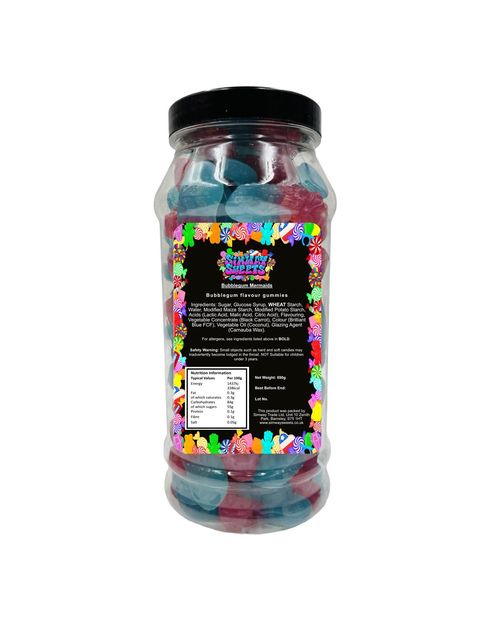 Bubblegum Flavour Mermaids Gummy Chewy Sweets Retro Jelly Sweets Gift Jar