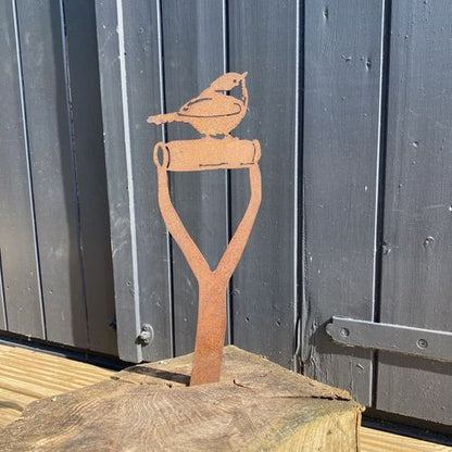 Robin On A Spade Handle Garden Rustic Decoration 🚚