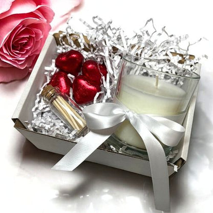 White Ribbon Candle Gift Set