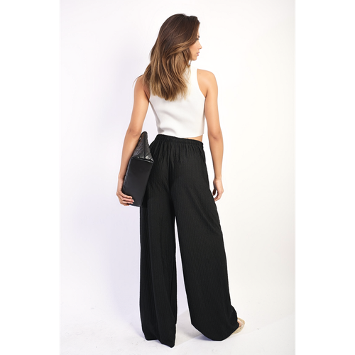 Textured Wide Leg Drawstring Trousers