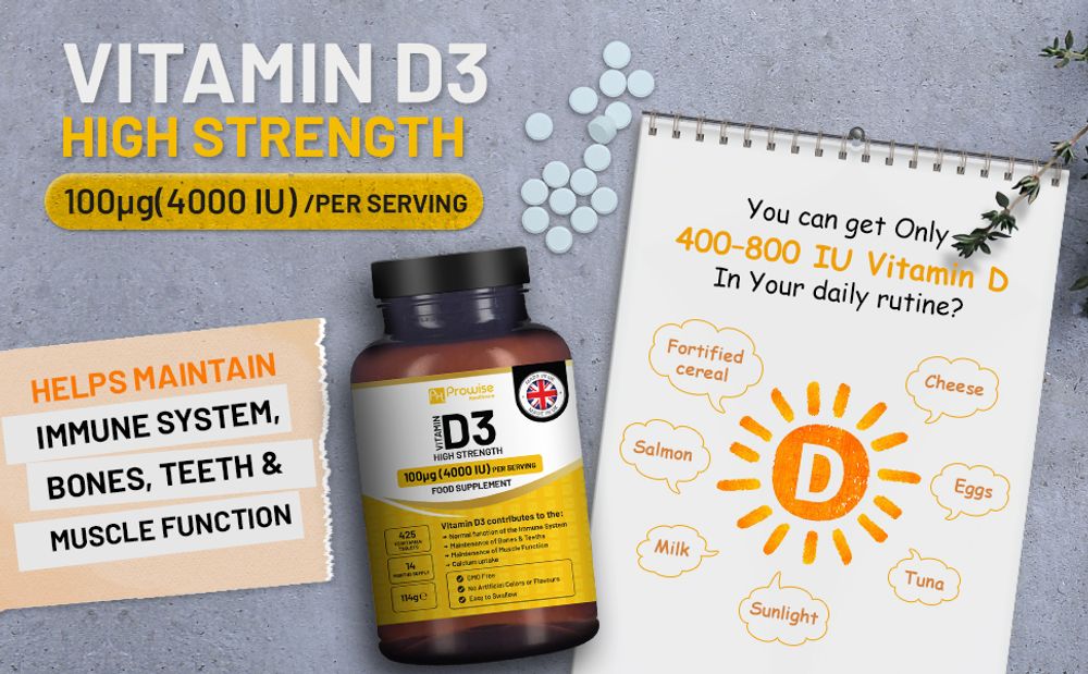 Prowise Vitamin D3 Vegetarian Tablets Immune Support Calcium Boost Bone Muscle 🚚