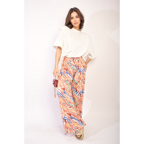 Pleated Wide Leg and Elastic Waist Trousers