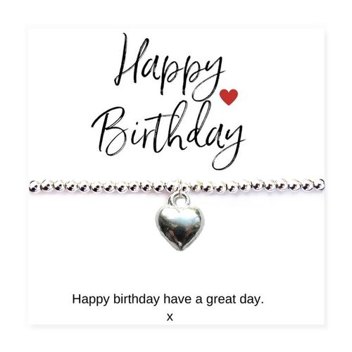 Small Happy Birthday Gift Hamper - Silver Heart Bracelet, Chocolates & Candle