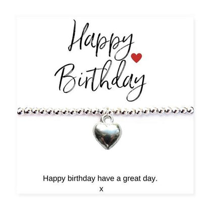 Small Happy Birthday Gift Hamper - Silver Heart Bracelet, Chocolates & Candle